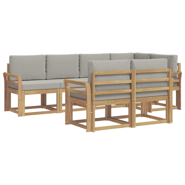 vidaXL Outdoor-Sofagarnitur mit Kissen 7-Tlg Weiß und Hellgrau 3387770