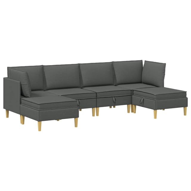 vidaXL Wohnzimmergarnitur mit Kissen 6 Stk Dunkelgrau Stoff 3413682