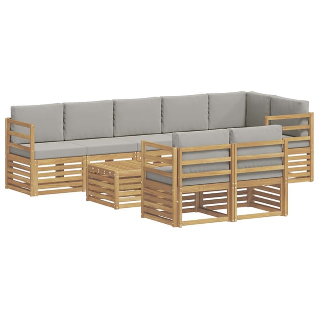 vidaXL Outdoor-Sofagarnitur 9 Stk Weiß und Hellgrau 59 x 59 x 37 cm 3392056