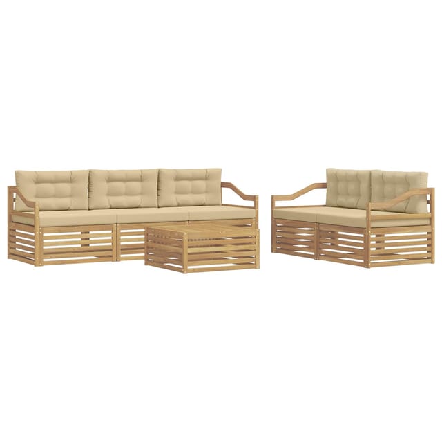 vidaXL Outdoor-Sofagarnitur 6 Stk Weiß und Beige 3390063
