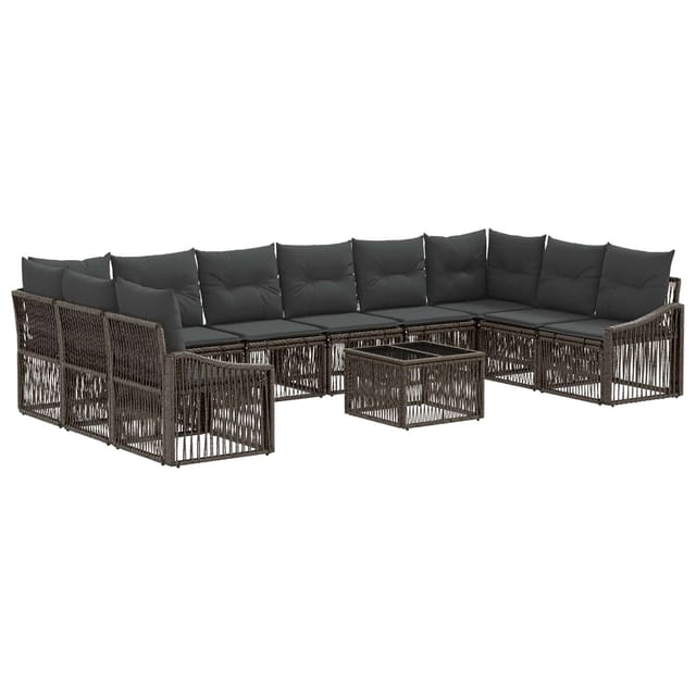 vidaXL Gartensofa-set 11 Stk Grau Poly-Rattan 3436118