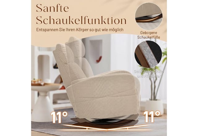 HOMCOM Rocking Chair Polyester 94L x 67B x 105H cm Beige