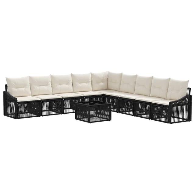 vidaXL Gartensofa-set 10 Stk Schwarz Poly-Rattan 3436030