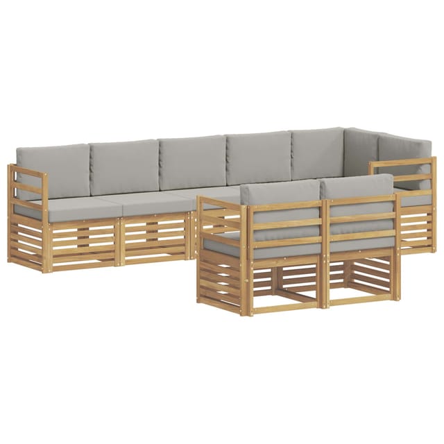 vidaXL Outdoor-Sofagarnitur 8 Stk Weiß und Hellgrau 3392016