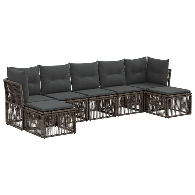vidaXL Gartensofa-Set 7-Tlg Grau Poly-Rattan 3434309