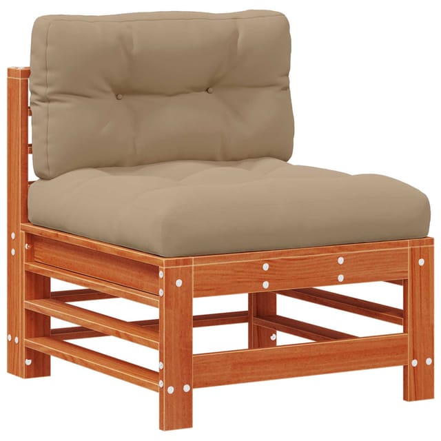 vidaXL Garten Mittelssofa Massives Kiefernholz Wachsbraun 865576