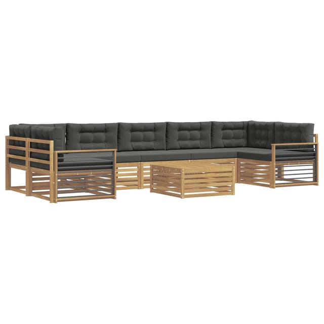 vidaXL Outdoor-Sofagarnitur 8 Stk Weiß und Anthrazit Massivholz Akazie 3390217