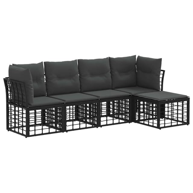 vidaXL Outdoor-Sofagarnitur Schwarz Polyester 3437459