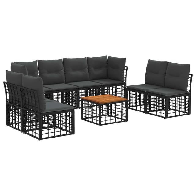 vidaXL Outdoor-Sofagarnitur 9 Stk Schwarz und Dunkelgrau Polyester 3437439