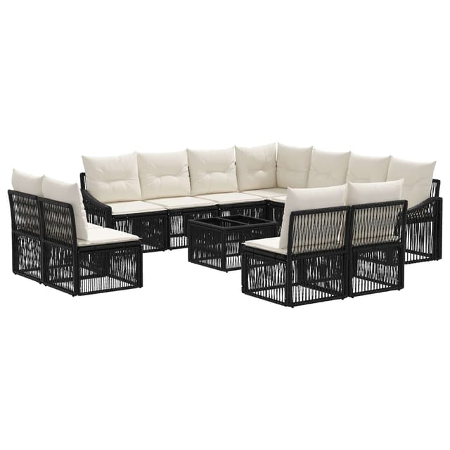 vidaXL Gartensofa-set 12 Stk Schwarz Poly-Rattan 3436042