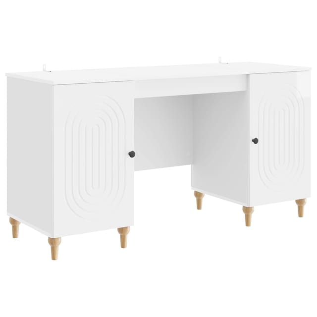 vidaXL Schreibtisch Glänzend Weiß 142,5 x 50 x 75 cm Holzwerkstoff 3414580