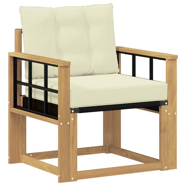 vidaXL Outdoor-Sofa Massives Akazienholz und Textilene Weiß 3439044