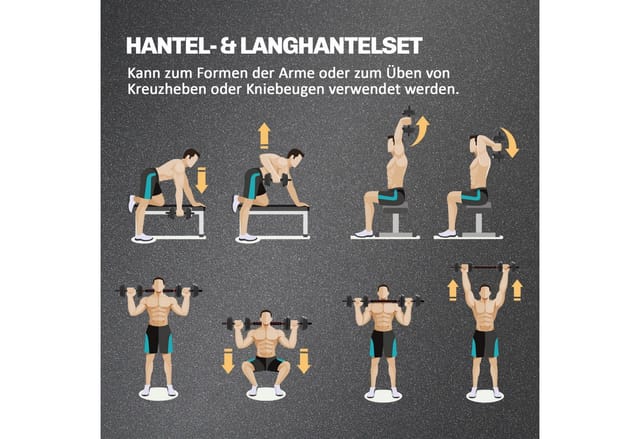 HOMCOM Barbell Set Kunststoff Ø20x40 cm Schwarz