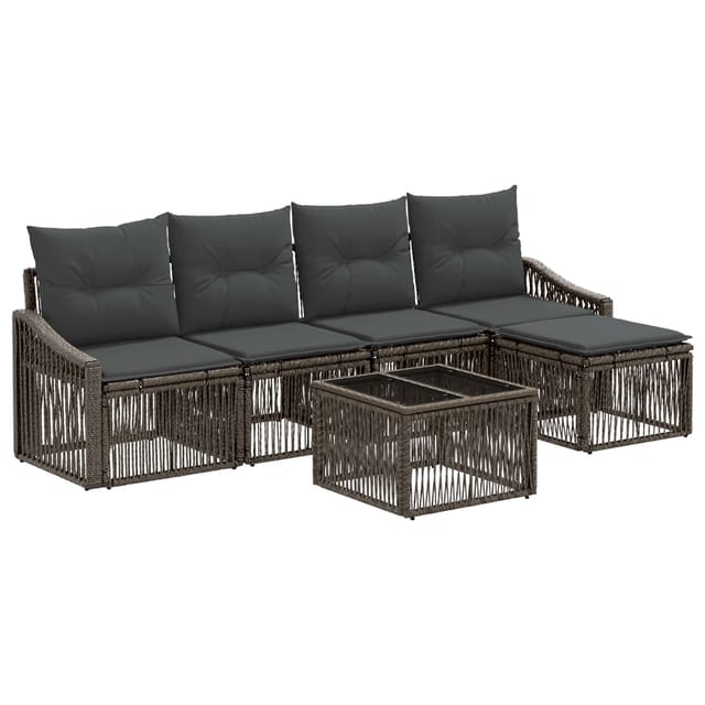 vidaXL Gartensofa-set 6 Stk Grau Poly-Rattan 3435995