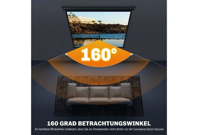 HOMCOM Projection Screen Kunststoff Metall 162,5L x 8B x 162H cm Schwarz