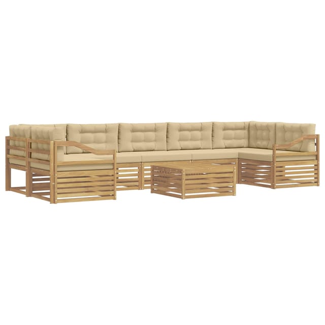 vidaXL Outdoor-Sofagarnitur 8 Stk Weiß und Beige Massivholz Akazie 3390223