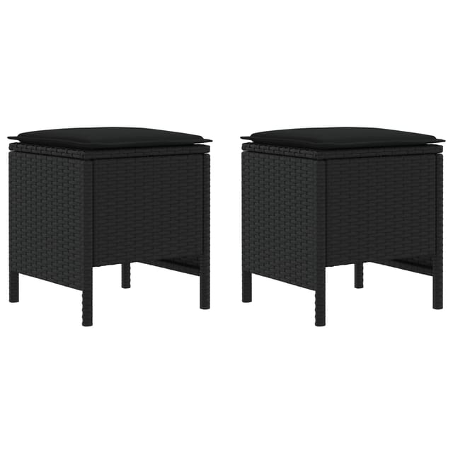vidaXL Garten-Fußhocker 2 Stück Schwarz 38 x 38 x 45 cm PE-Rattan 42025383