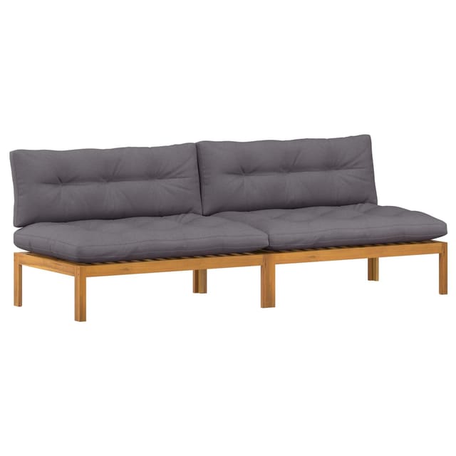 vidaXL Mittelsofa Einheit 2 Stück Natur und Dunkelgrau Akazienholz 3418149