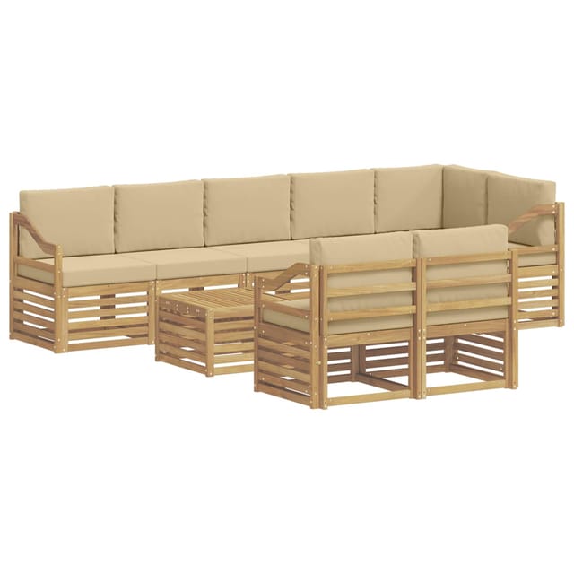 vidaXL Outdoor-Sofagarnitur 9 Stk Weiß und Beige 59 x 59 x 37 cm 3392093