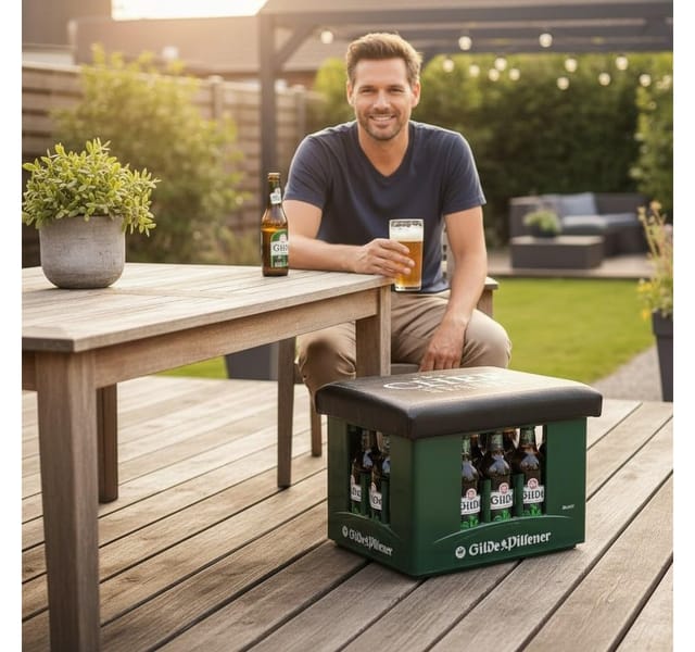 CULT at home Chefsessel Bierkasten Sitzauflage + Memospiel Schwarz 44 cm x 34 cm
