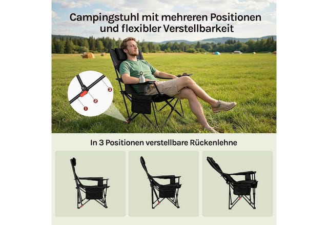 WOLTU Campingstuhl Faltbar Klappstuhl bis 150 kg Belastbar