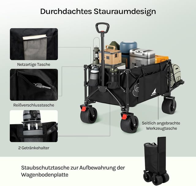 WOLTU Bollerwagen Faltbar 205 L Tragkraft 180 kg