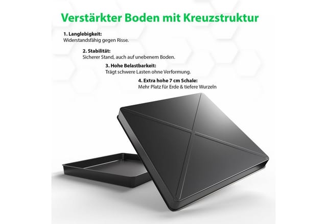 BigDean 2 Stück Pflanzschale Groß 60x60x7cm Ideal zum Anzüchten von Pflanzen und Mehr