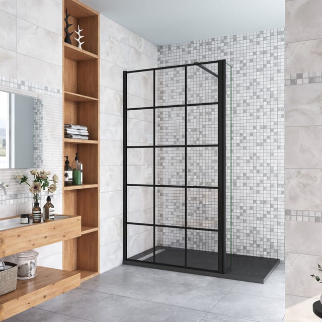 AICA 76x70cm x H.195cm Eckduschkabine Schwarz Falttür 6mm NANO ESG Glas Eckdusche Drehtür Duschabtrennung Mit 90cm Stabilisator