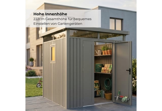 osoltus Metall Gerätehaus Luma B 230 X 230 X 222 Cm Grau mit Fenster