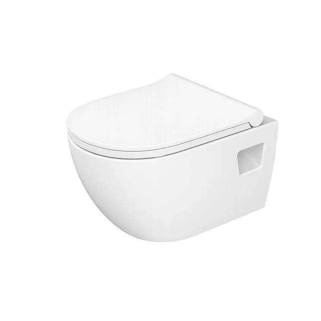 Kreabad Dusch-WC Taharet Super Jet Spülung Tiefspüler ohne Spülrand mit Hygienedusche mit Soft Close WC-Sitz Kurzform 49cm Set