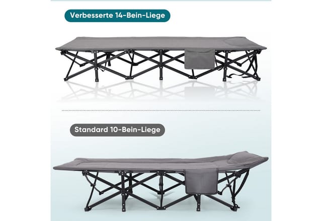 Sekey Feldbett 250 kg Campingbett mit Integrierter Matratze und 14 Standbeinen