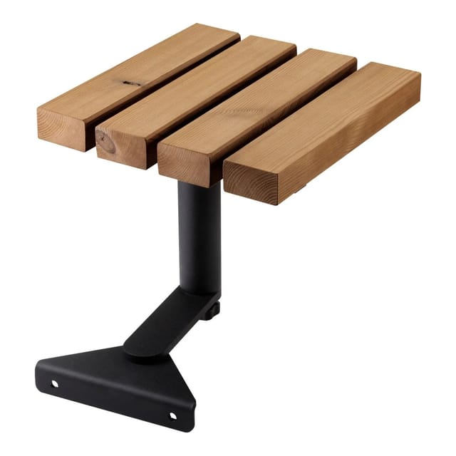 SOTECH Anbautisch LOUNGER Edelstahl SS201 Schwarz Pulverbeschichtet 315 x 330 mm mit Massiven Holzlatten 39 x 70 mm Aus Thermokiefer für Gartenliege