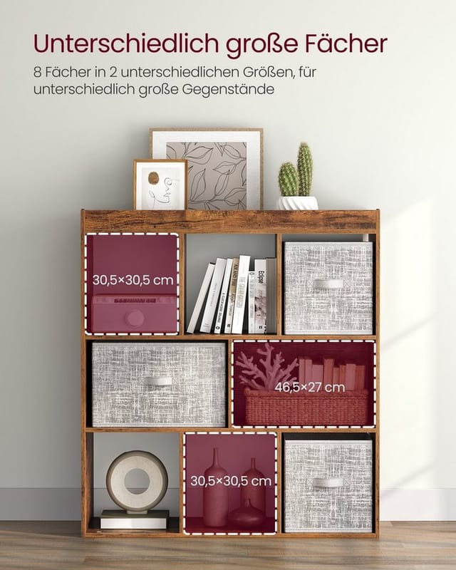 Vasagle Bücherregal 30 cm x 97,5 cm x 100 cm Vintagebraun