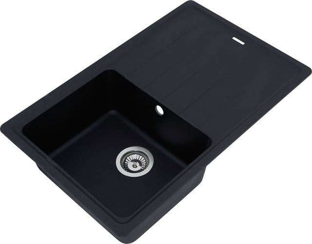Respekta Massivgranit-Einbauspüle Columbia 78 cm x 50 cm Schwarz