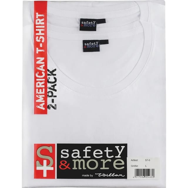 Safety&More American-T-Shirt 2er-Pack Weiß Größe L
