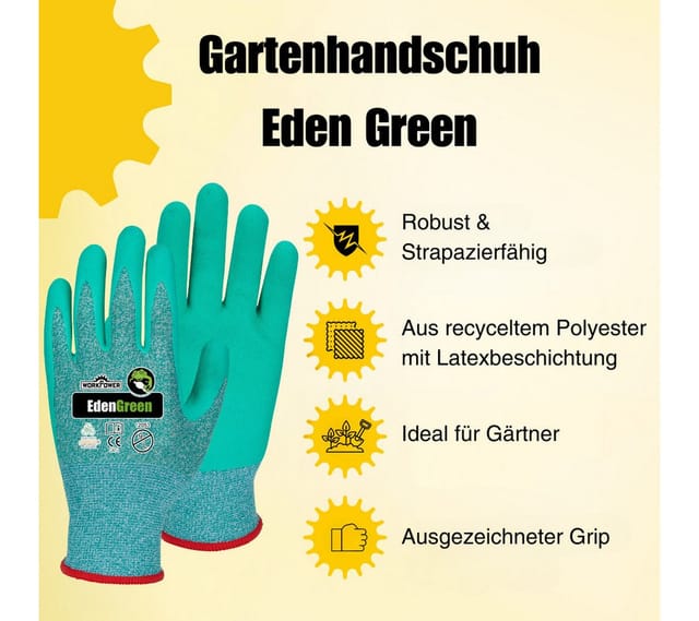 Workpower Gartenhandschuh Eden Green 12053 Grün-meliert-Mint Gr. 9