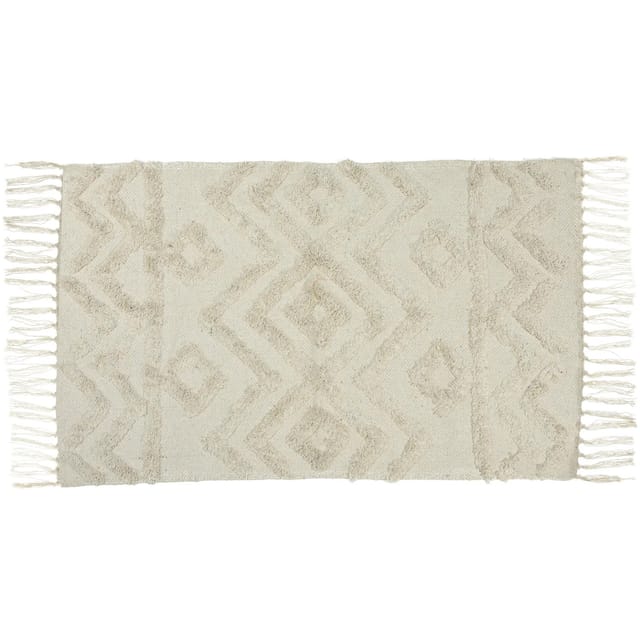 Teppich Handgewebt Baumwolle 60 cm x 90 cm Beige