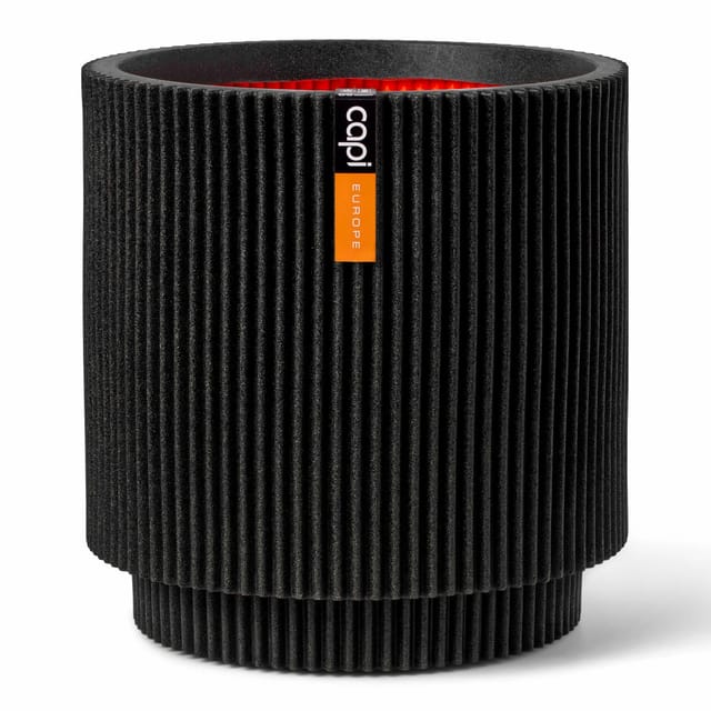 Capi Pflanzgefäß Zylinder Groove Ø 35,6 cm x 38 cm Schwarz