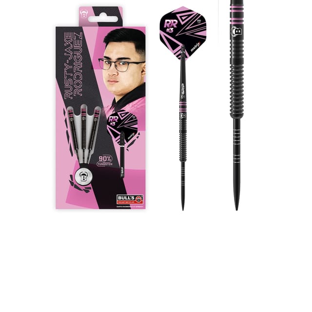 Bull's Unisex Steeldarts Rusty Jake Rodriguez Dartpfeile Darts-Set Profi 1er Pack