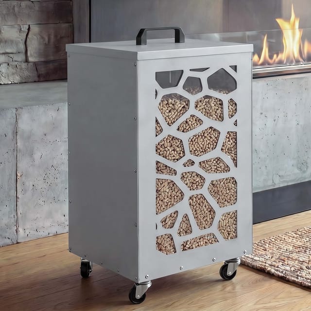 Pelletbehälter MCW-Q30 Waben, Pelletbox Aufbewahrungsbox für z.B. Tierfutter, Rollen Füße 64x36x36cm ~ weiß-hellgrau