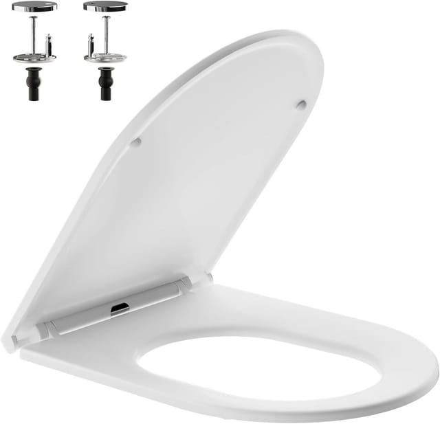 SURFOU WC-Sitz Toilettensitz D-Form mit Softclose, Quick Release, stabil & leise