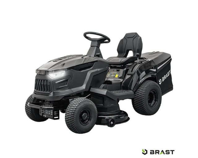 BRAST Rasentraktor Benzin Aufsitzmäher, 9,2 kW (12,5 PS), Elektrostart, 98 cm Schnittbreite, 2in1-Funktion, 7-Gang-Getriebe, 245L Fangkorb, für große Rasenflächen 1.000-5.000 m²