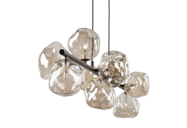 Licht-Erlebnisse Pendelleuchte UMERA, ohne Leuchtmittel, Rauchglas Metall H: max. 141 cm Braun Cognac G9 länglich Modern