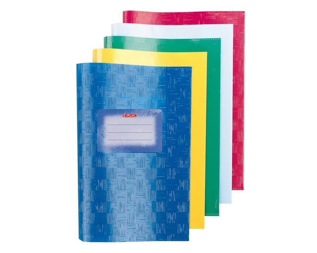 Herlitz Schulheft 5 Herlitz Heftumschläge / Hefthüllen DIN A5 / Baststruktur / 5 Farben