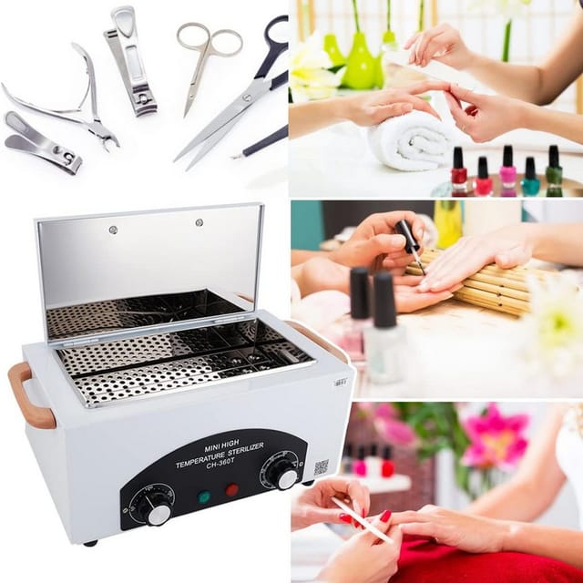 POPOLIC Dampfsterilisator Heißluftsterilisator Desinfektion, 200℃ Trockene Hitze Sterilisator, Hochtemperatur Sterilisator Nagel Werkzeug Sterilisator, 1-tlg., mit Timer und eine Kontrollleuchte, 300W 1.5L, für Friseursalon