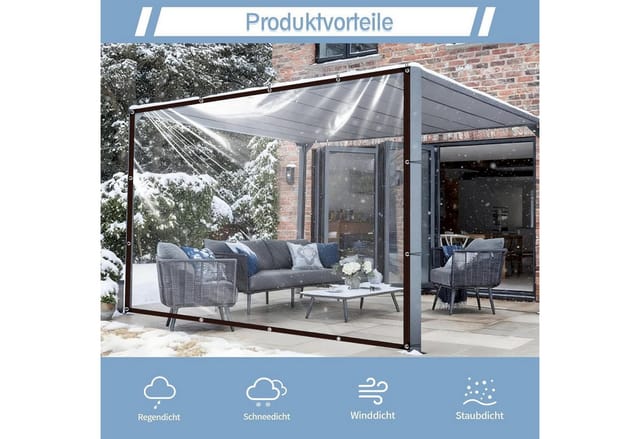 Abdeckplane Transparent Wasserdicht Ösen Gartenmöbel 2x5m