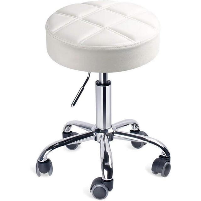 Drehhocker Höhenverstellbar Rollhocker Arbeitshocker Weiß Sitz Φ35cm