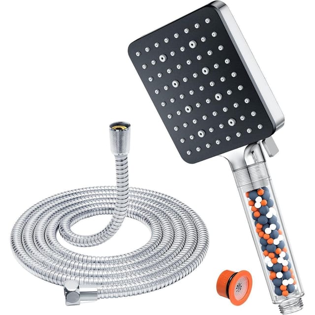Duschkopf Schlauch 1,6m Filter Quadrat Hochdruck 6 Strahlmodi