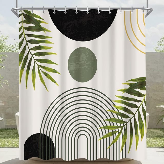 Duschvorhang Polyester Antischimmel Schwarz Blätter Linie 120 X 200 Cm