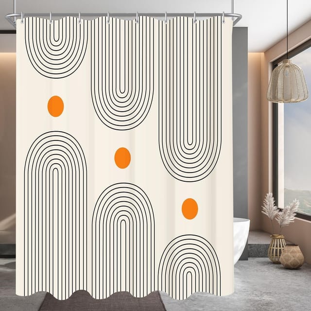 Duschvorhang 240x200cm Geometrische Kurve Wasserabweisend Textil